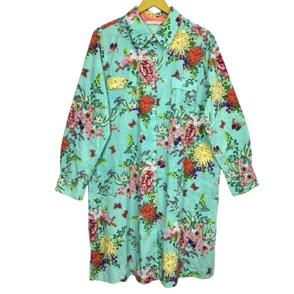 Soft Surroundings Teal Floral Midi Dress